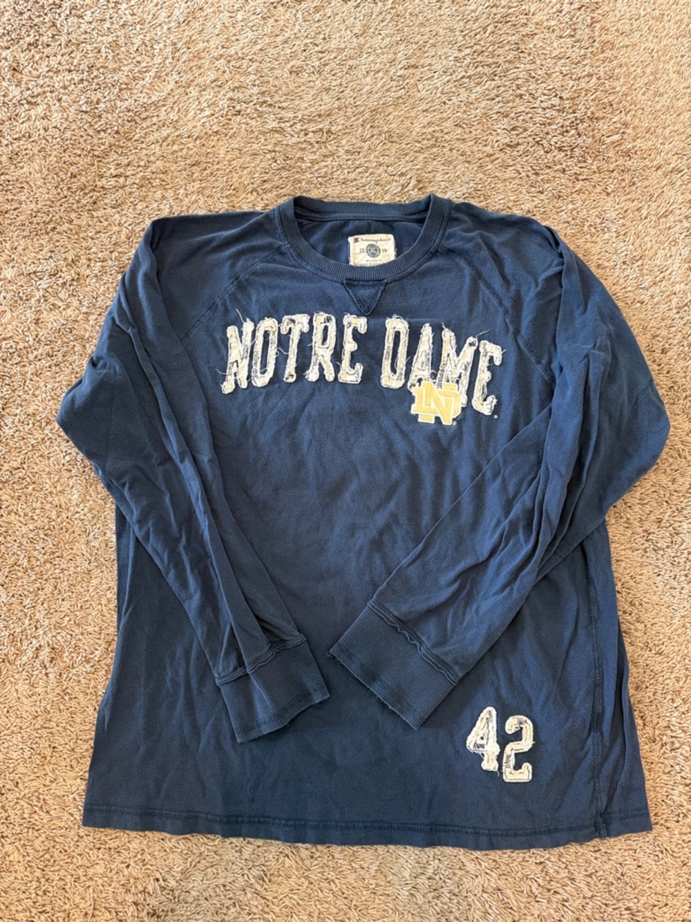Champion Navy Crewneck Shirt with White Label Detail